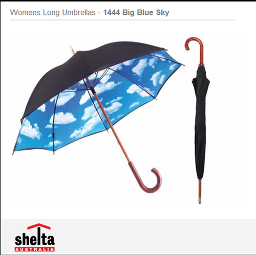 Shelta Womens Long Umbrella - 1444 Wood Shaft Clouds UPF50 - Picture 2 of 2