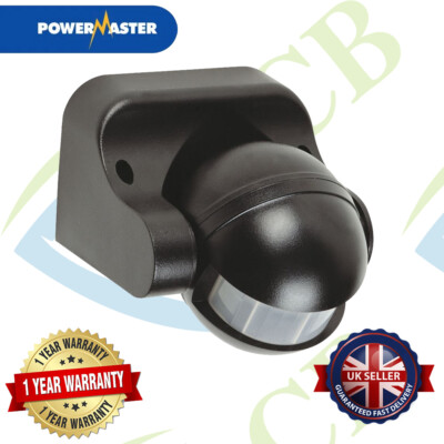 POWERMASTER EINSTELLBAR 180 GRAD SCHWARZ PIR SENSOR IP44 1200W Schaltleistung
