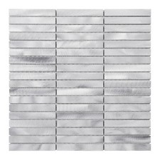 Aluminum Metallic Metal Gray Stacked Mosaic Tile Kitchen Wall Bath Backsplash