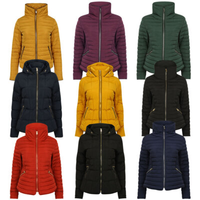 Tokyo Laundry Women's Jacket Puffer Quilted Hooded Funnel Neck Winter Coat Warm