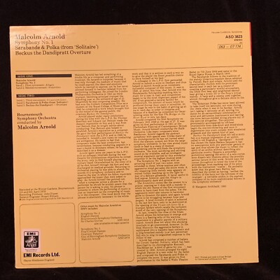EMI ASD 3823 - MALCOLM ARNOLD Symphony #1, Solitaire, Beckus - ST