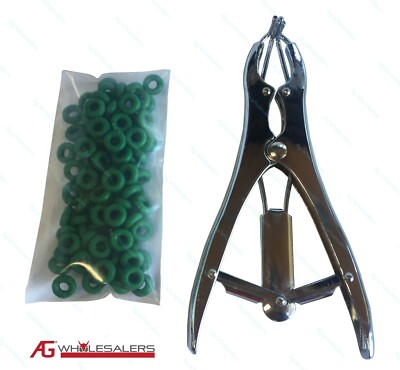 STEEL PLIER & 100 RUBBER RINGS FOR SHEEP GOAT MARKING CASTRATION ...