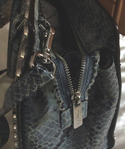Gorgeous Michael Kors “Selma” Snake Embossed Jeweled Satchel - Picture 4 of 8