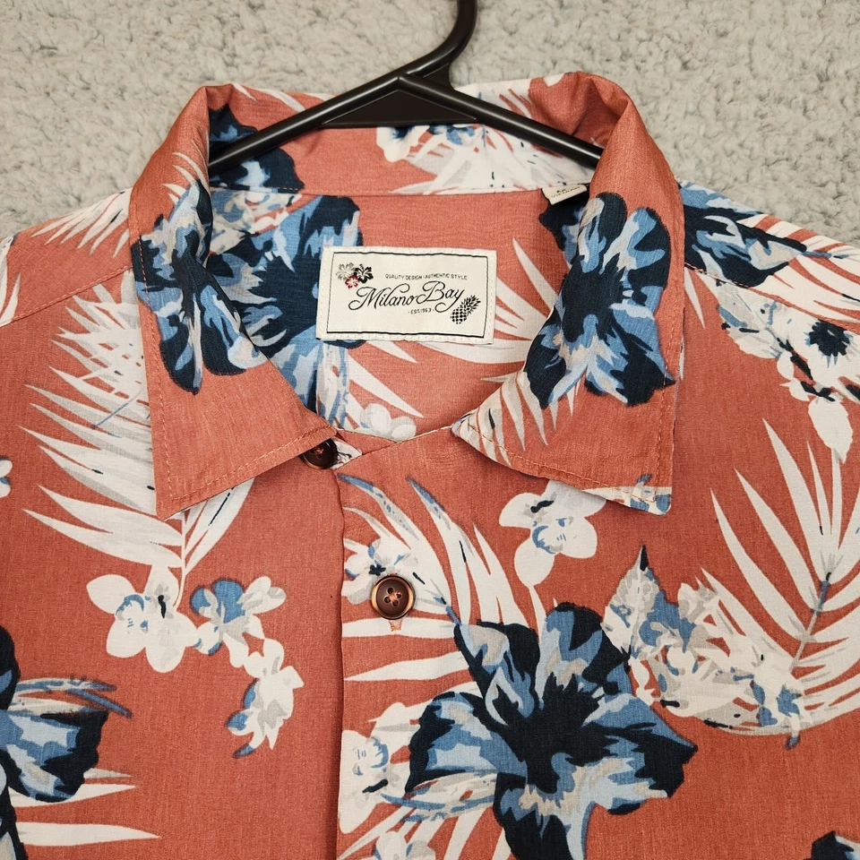 Camisa Hawaiana Para Hombre Milano Bay Med Rojo Claro Estampado Floral Manga Corta Bolsillo Foto 2 de 4