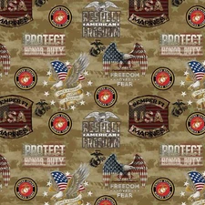 U.S Marine Camo Flag Pattern 1138-M 100% Cotton Fabric by the Yard