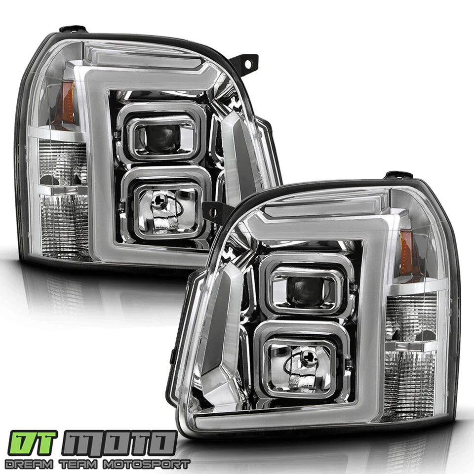 Juego de faros proyectores de doble tubo LED cromados para GMC Yukon 2007-2013 Foto 3 de 4