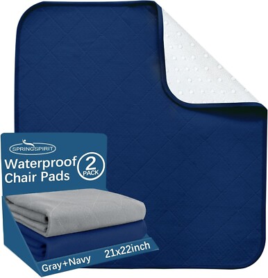 Waterproof Incontinence Chair Pads Washable Bed Protector Pee Pad 2 Pack 22''x21''