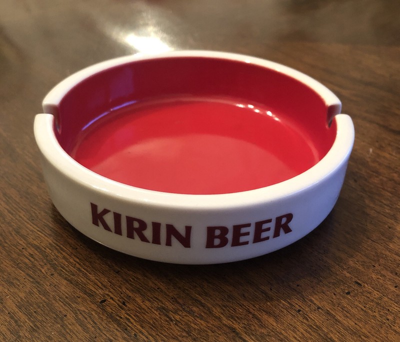 Vintage KIRIN BEER Ashtray SAKURA JAPAN Porcelain Unused Cigarette Ashtray