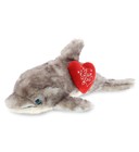 DolliBu I LOVE YOU Cute Gray Dolphin Plush Stuffed Animal with Heart, 16.5 Inch
