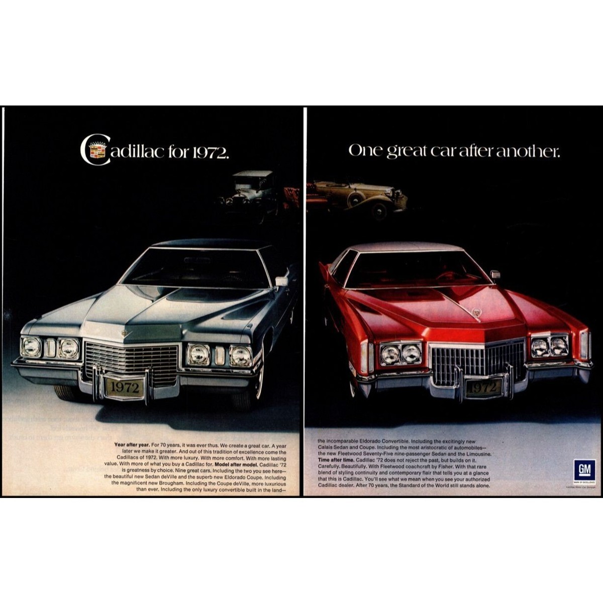 1974 Cadillac El Dorado Coupe and Sedan deVille 2 Page Vintage