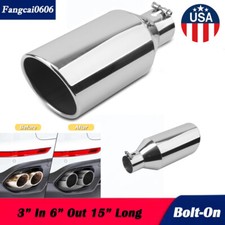 Stainless Steel Exhaust Tip Rolled Edge 3 Inlet - 6 Outlet - 15 Long Polished