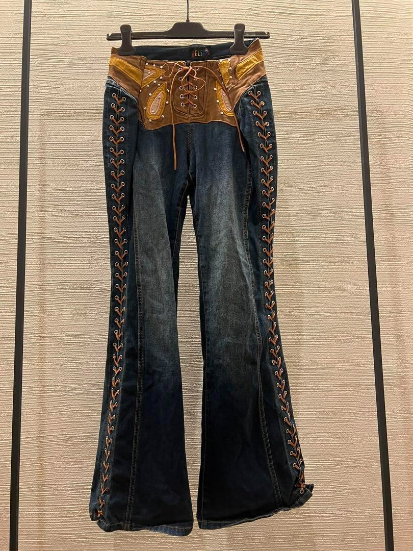 パンツ 00s archive delias gimmick flare denim 00s Archive Delias Gimmick Flare Denim Jeans Size L Y2K Rare