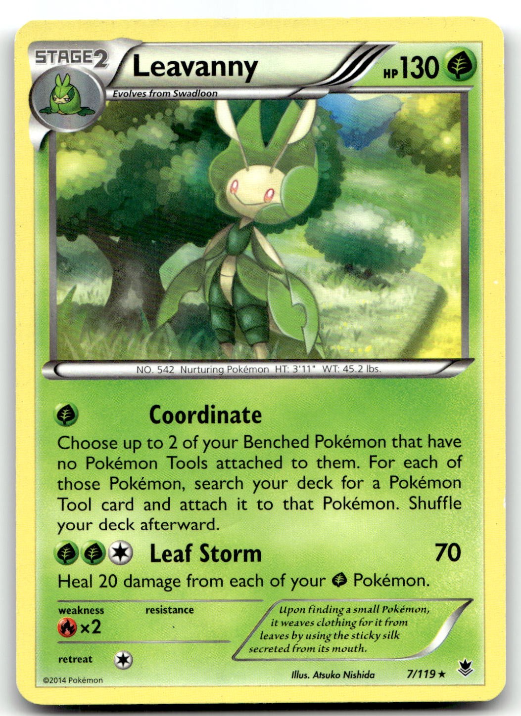Leavanny 7/119 XY - Phantom Forces Rare Normal Pokemon TCG LP