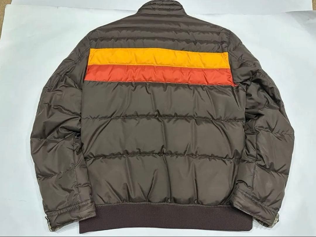 Burberry Black Label Down Jacket Brown Orange Yellow Stripe Reversible Used thumbnail 2