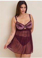 Torrid Lace and Velvet Babydoll Nightgown Underwire Size 4X Double Strap