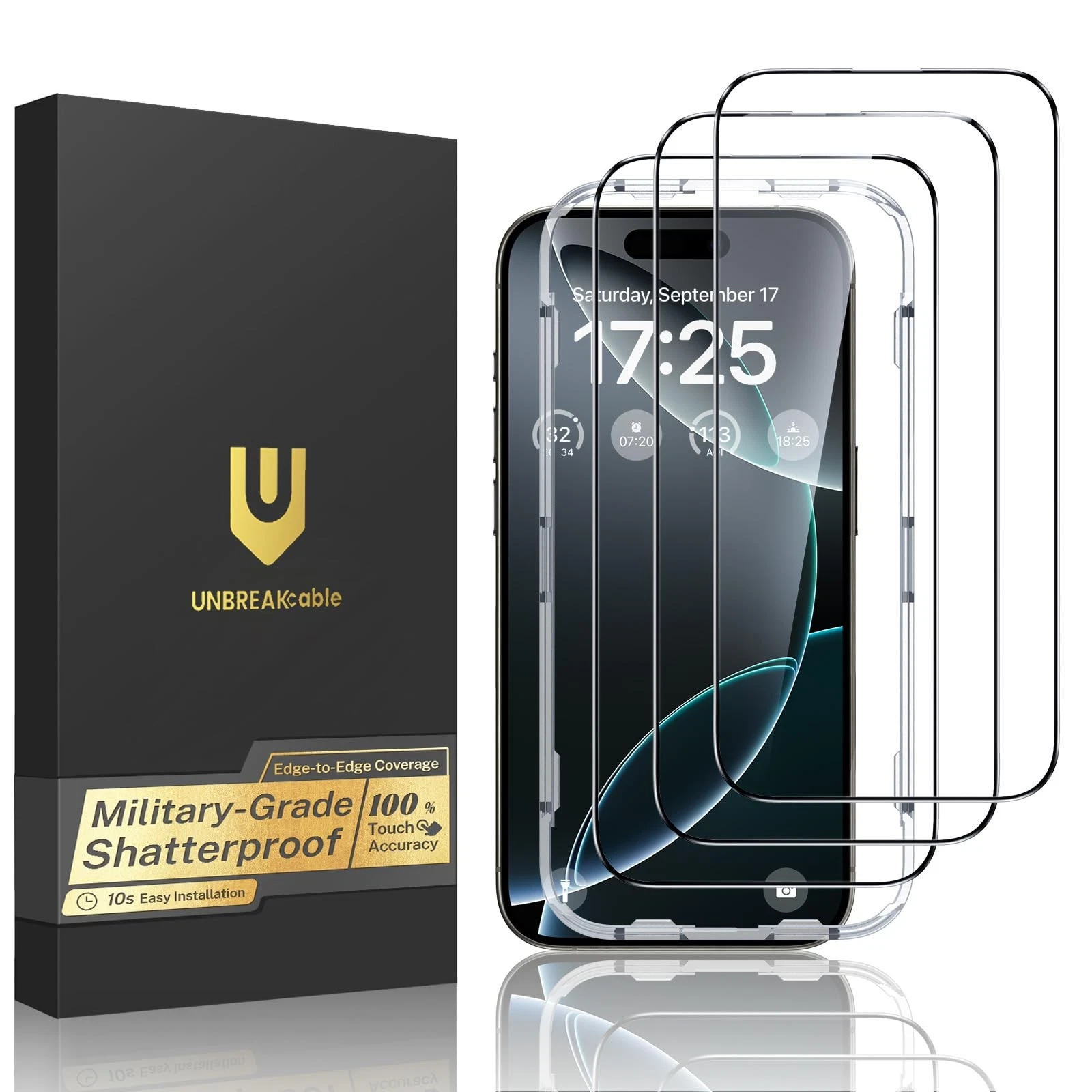for iPhone 16 Pro Max Screen Protector, 3-Pack Full Coverage Tempered Glass [...