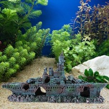 Simulation Resin Hide Boat Fish Tank Aquarium Ornaments Decor