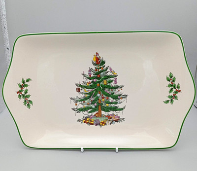 Spode Christmas Tree Sandwich Tablett, Mince Pie Platte, Wintermotiv