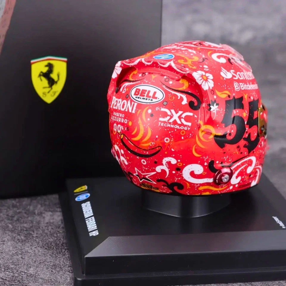 2024 Carlos Sainz Mini Helmet Mexican GP - 1:5 Scale Ferrari Looksmart F1 Helmet - Image 4 of 4