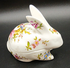 Hammersley Bone China Rabbit Figurine Hand Painted Floral Howard Sprays England