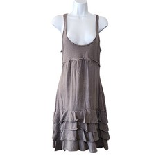 Banana Republic Womens Dress Size S Gray Ruffle Deep Plunge Hig Waist Sleeveless