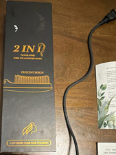 2-in-1 Ionic Heated Straightening Brush Ceramic Plate 450 F 6 Settings Rose Gold