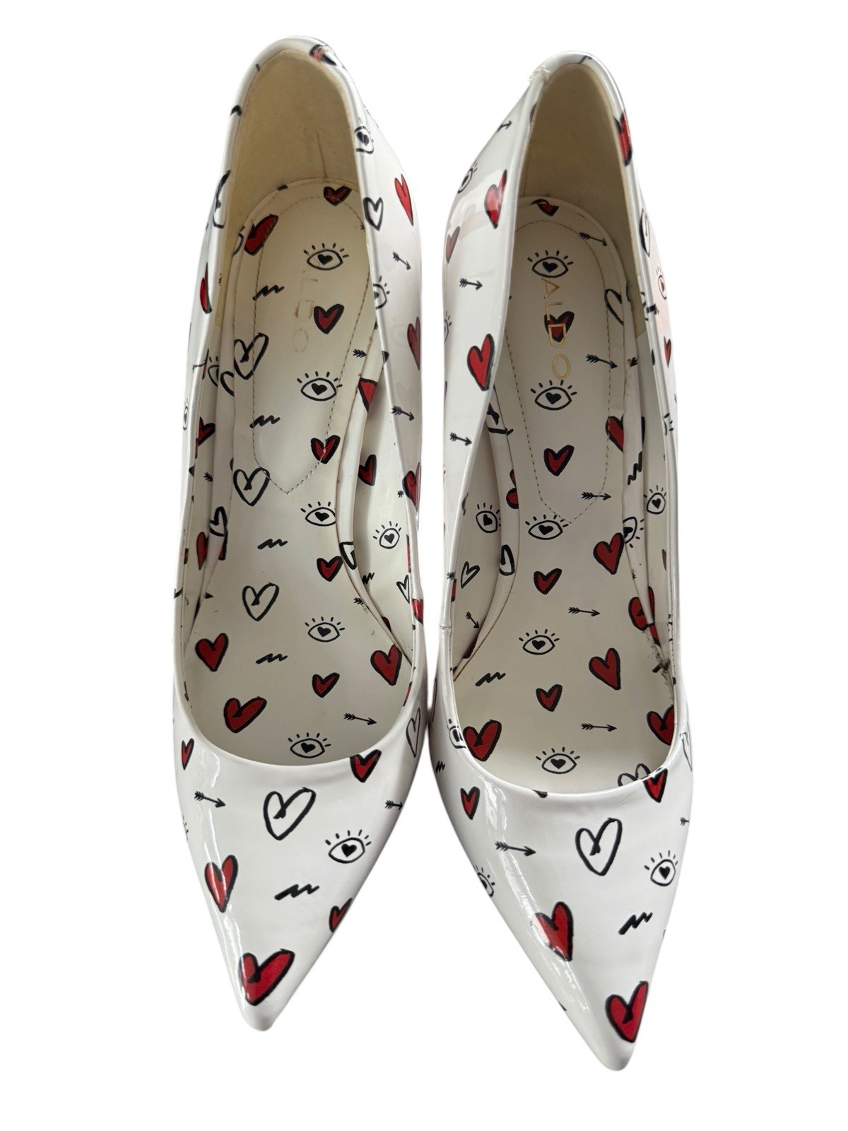 ALDO NEW Stessy 2.0 Stiletto Pump Heels White Valentines Hearts  Love Size 7