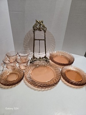 Vintage FORTECRISA LADY ROSE Swirl Design 20 Pieces Dinnerware Set- Service For