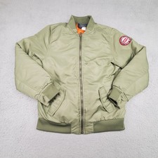 Levis Jacket Youth Large Green Bomber Patch Nylon Orange Lining Boys 12-13 Years