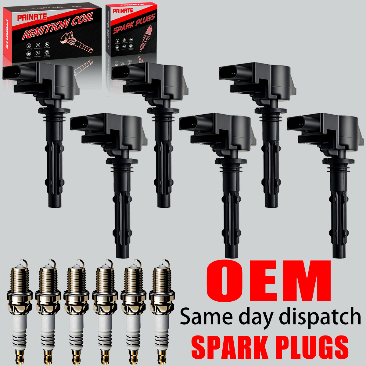 6X OEM Ignition coils & 6X Iridium Spark Plugs For Mercedes-Benz C300 E350 UF535