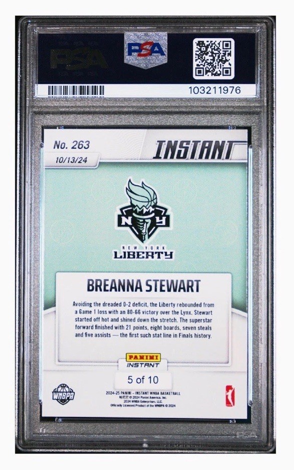 2024 PANINI INSTANT WNBA | JAGUAR [#5/10] BREANNA STEWART 263 PSA 10 GEM MINT  view 2