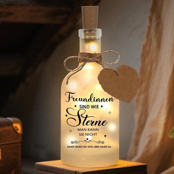 Led Flaschenlicht Mit Spruch Freundinnen Sind Wie Sterne Geburtstagsgeschenk-image