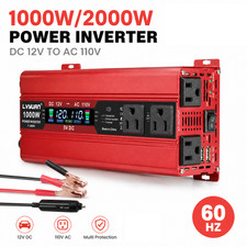 1000W Power Inverter 12V DC to 110V AC Converter 2000W Peak with LCD  USB Ports