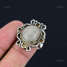 Halloween Deal Crown Chakra Natural Rainbow Moonstone New Ring Size 8 925 Silver