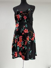 Victoria s Secret Vtg Y2K Black Floral 100 Silk Slip Dress Size S Mini Blossom