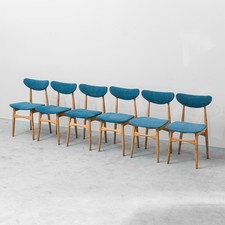 SET 6 SEDIE IN LEGNO TESSUTO RESTAURATE DESIGN ANNI ’60 VINTAGE MODERNARIATO