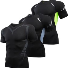 Men's Running Compression Shirt Quick Dry Gym Fitness Short Sleeve Top Tee Gift