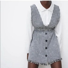 Zara Tweed Pinafore Dress Sz Medium