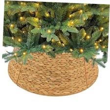 28in Christmas Wicker Tree Skirt Tree Collar, Woven Hyacinth Stand Base Cover