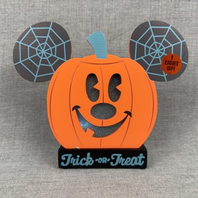Disney Parks Halloween Pumpkin Trick Or Treat Mickey Mouse Light Up *Flaws*