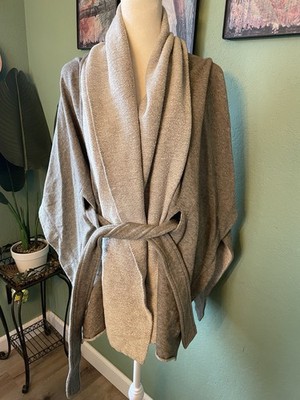 James Perse Womens Minimalist Gray Belted Shawl Poncho Cape Size Medium=2