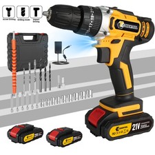 1800 RPM Variable Speed Cordless Drill 21V 2 Batteries for 24PCS in Case 45Nm