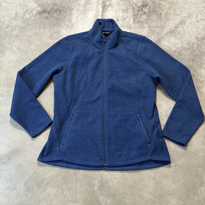 Athleta Stroll Fleece Jacket Womens Size XL Blue Full Zip Fitted Pockets 982824