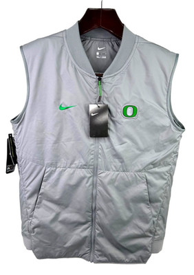 Oregon DUCKS Men's Medium Football TEAM ISSUED Nike Gray Zip Up VEST NEW!