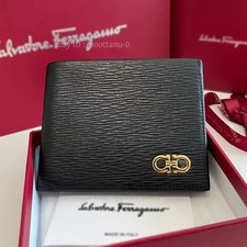 Salvatore Ferragamo Black Cowhide Leather Men s Wallet 8cc Gift Wrap