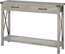 Wood Console Table Entryway Table with Open Storage Shelf Drawers for Entryway