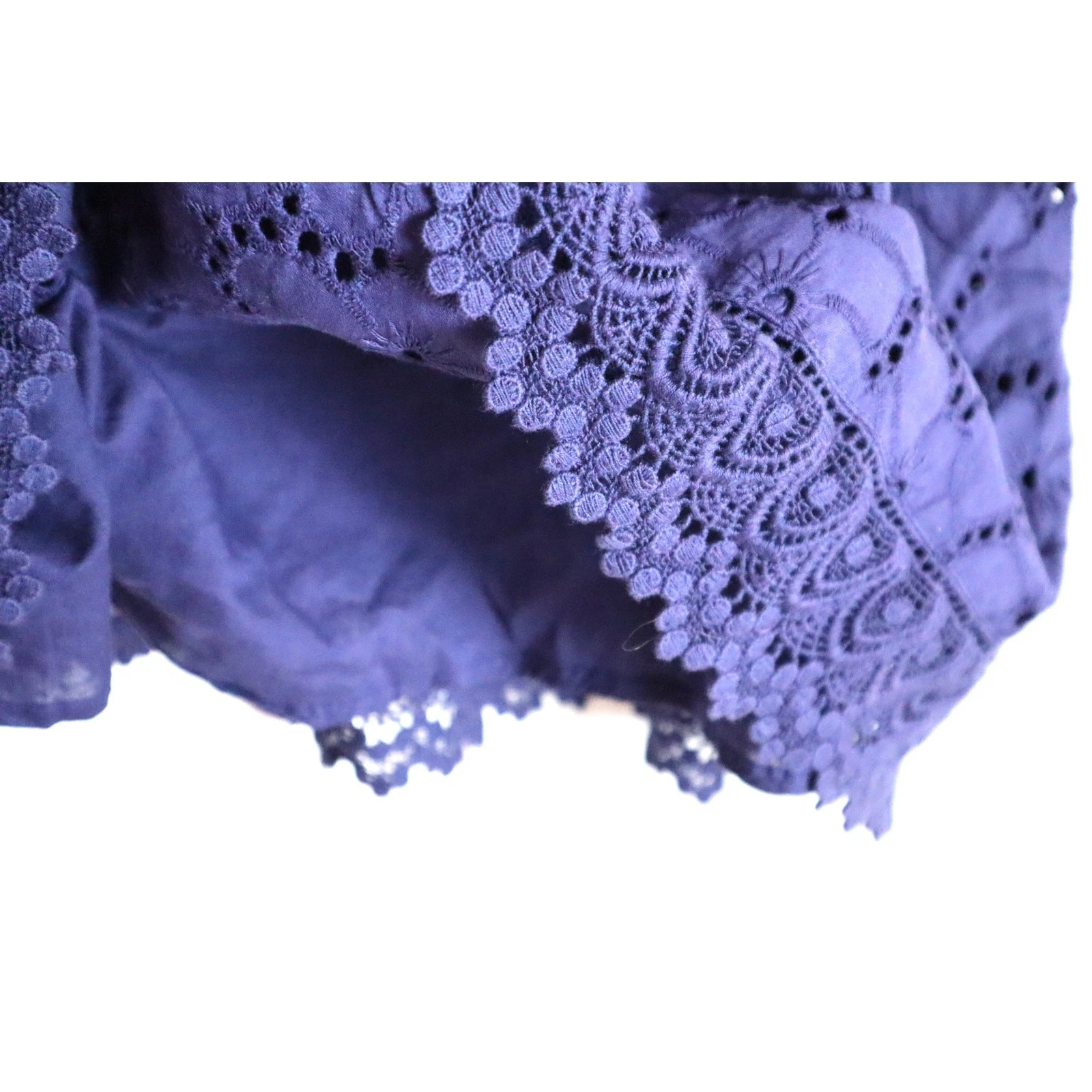 VALENTINO Abito Rue Valentina pizzo occhiellato 2X corto viola intenso blu 100% cotone boho