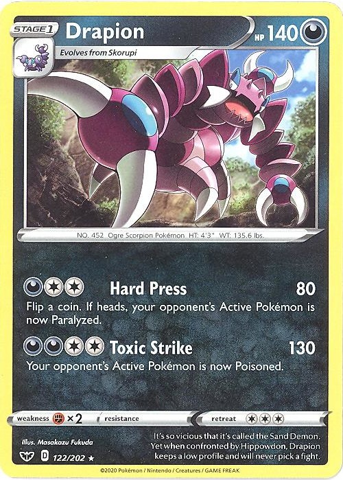Pokemon Card - Sword & Shield 122/202 - DRAPION (rare) - NM/M