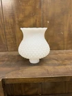 Vintage small White Hobnail Milk Glass Lamp Shade  Scalloped 5"