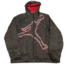 Nike Jordan Jacket Youth XL Black Speckle Hooded Windbreaker Jumpman J4